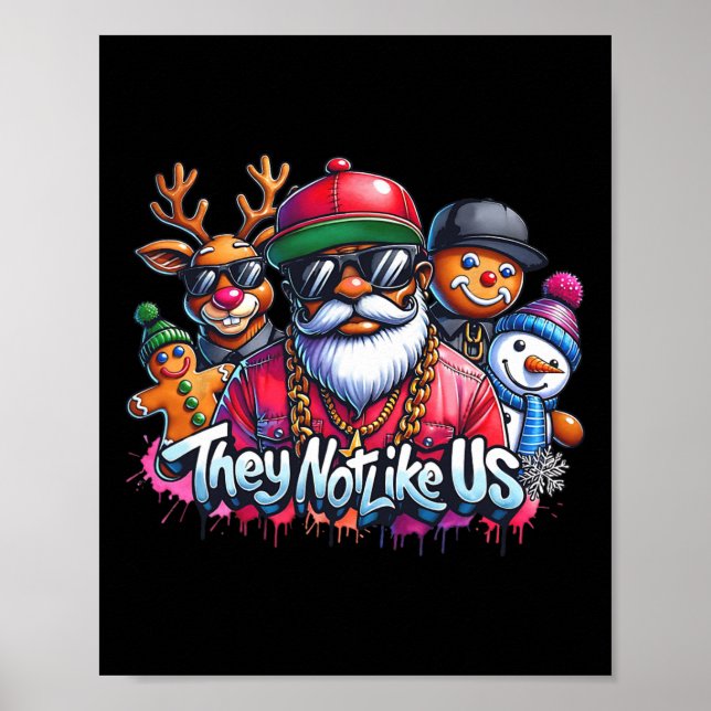 Affiche Noël Santa africain ils ne nous aiment pas Joyeux  (Devant)