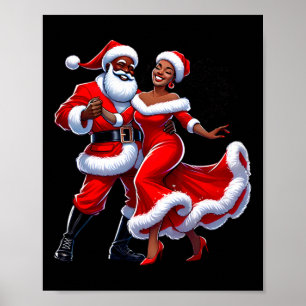 Affiche Noël Santa africain Mme Claus dansant africain