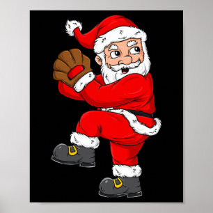 Affiche Noël Santa Claus Baseball Pitcher Boys T Enfants