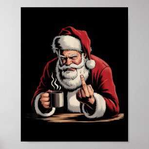 Affiche Noël Santa Doigt Du Milieu Sarcastique Xmas Drôle