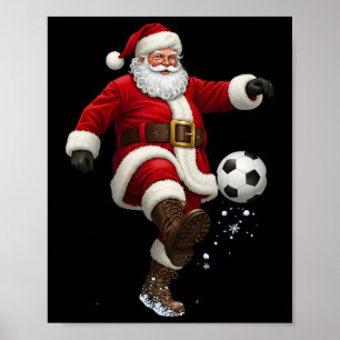 Affiche Noël Santa Football Joueur Footbyll Festif Mer