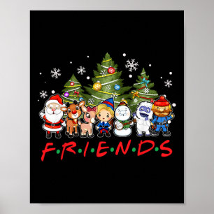 Affiche Noël Santa Rudolph Snowman Family Xma