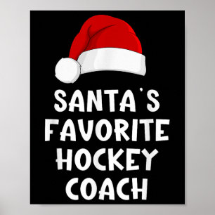 Affiche Noël Santas entraîneur de hockey favori Drôle Noël