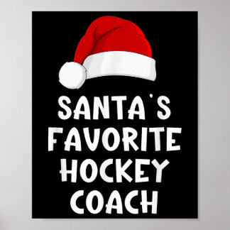 Affiche Noël Santas entraîneur de hockey favori Drôle Noël