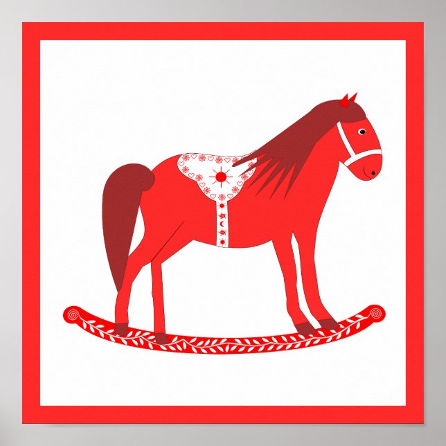 Affiche Noël scandinave Cheval Rocking (Devant)