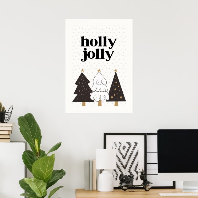 Affiche Noël scandinave Holly Jolly (Bureau à domicile)