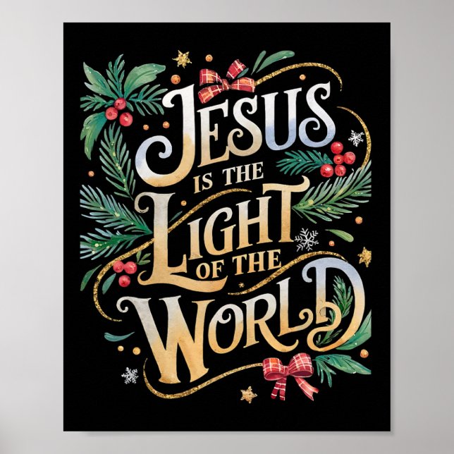 Affiche Noël Scène de la Nativité chrétienne Cadeaux Jésus (Devant)