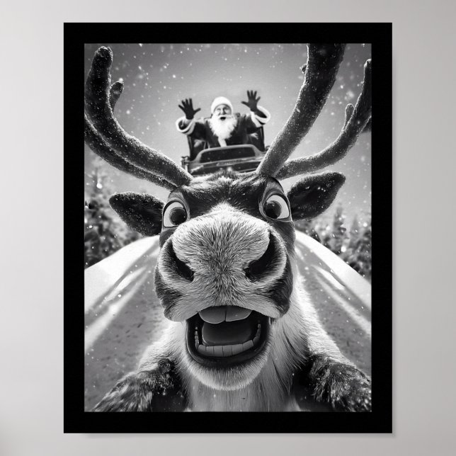 Affiche Noël selfie de renne drôle  (Devant)