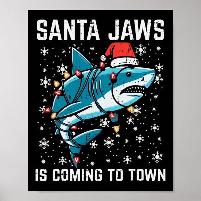 Affiche Noël Shark Père Noël Jaws Jaws Jaws Hommes Garçons (Devant)