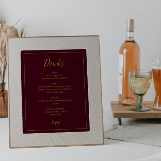 Affiche Noël simple et élégant | Panneau Menu Boissons Rou (Créateur téléchargé)