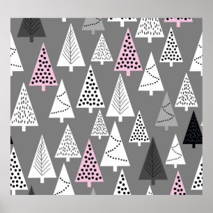 Affiche Noël simple : Motif d'arbre Abstrait