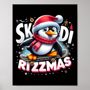Affiche Noël Skibidi Rizzmas Noël Cool Penguin Holida