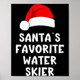Affiche Noël Skieur nautique préféré du Père Noël Ski