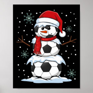 Affiche Noël Soccer Byll Drôle Bonhomme de Neige Xmas Pyja