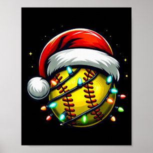 Affiche Noël Softball Xmas Santa Amateur de Softball Garço