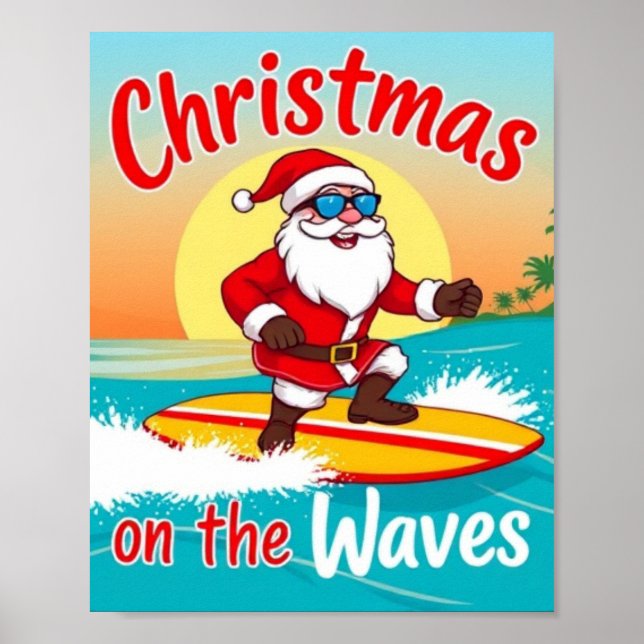 Affiche Noël sur l'affiche de la vague - Festive Coastal H (Devant)