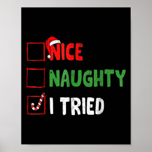 Affiche Noël Sympa Drôle Mauvais J'ai Essayé Vacances Xmas