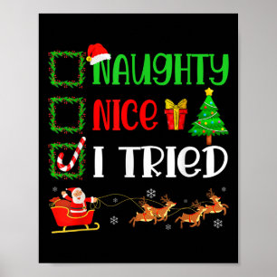 Affiche Noël Sympa Vilain J'ai Essayé Drôle Xmas Vacances