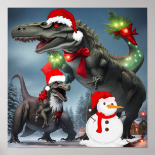 Affiche Noël T-Rex