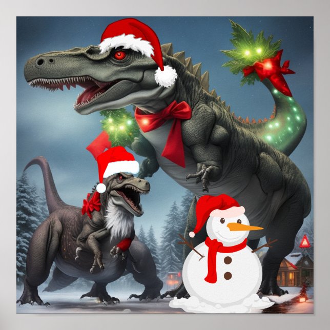 Affiche Noël T-Rex (Devant)