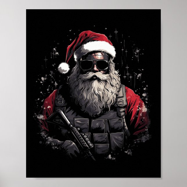 Affiche Noël Tactique Père Noël Xmas Idée cadeau (Devant)