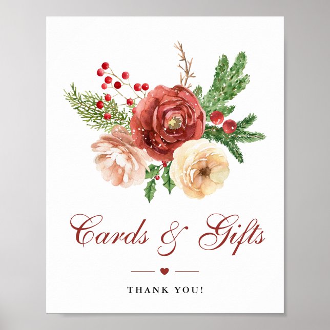 Affiche Noël Terracotta Floral Mariages Cartes & Cadeaux (Créateur téléchargé)