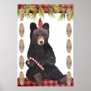 Affiche Noël très bariolé avec des Pinecones