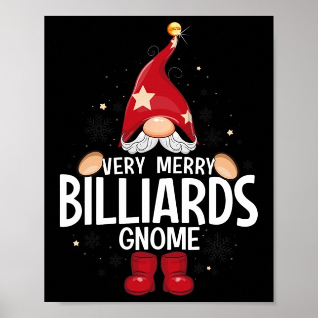 Affiche Noël Très Joyeux Billard Gnome X-mas (Devant)