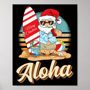 Affiche Noël Tropical Aloha Santa Noël en Juillet H
