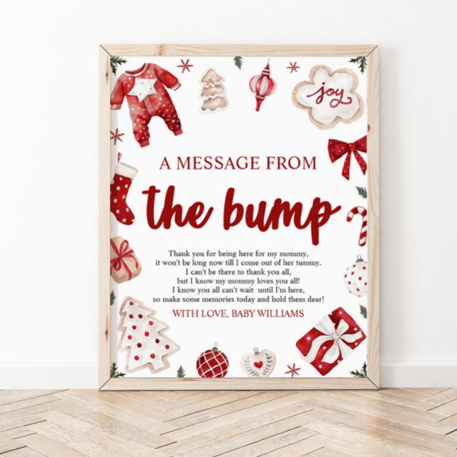 Affiche Noël Un Message De La Signe Du Baby shower Bump (Créateur téléchargé)