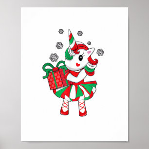 Affiche Noël Unicorne Fun Girls Kids Snowflake Holiday