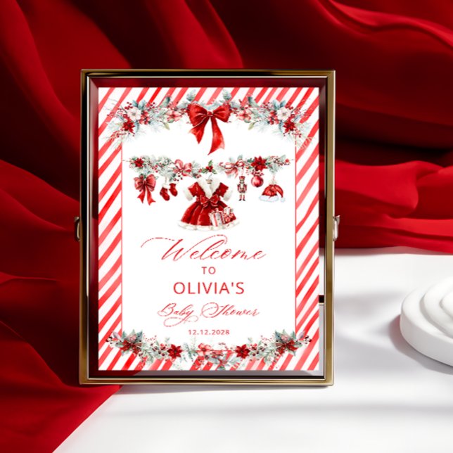 Affiche Noël Vêtements de bébé Baby shower de fille Bienve (Créateur téléchargé)