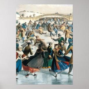 Affiche Noël victorien Central Park Currier & Ives