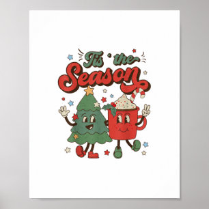 Affiche Noël Vintage C'Est La Saison Arbre de Noël Co