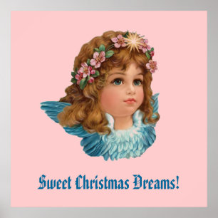 Affiche Noël vintage de Blue Wings d'ange rêve CH404