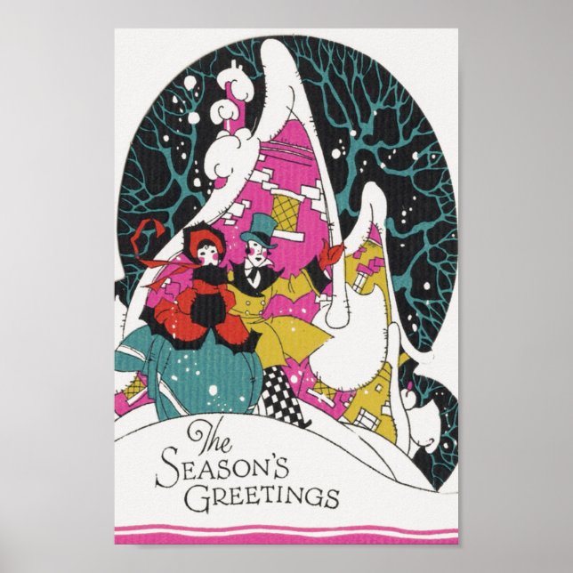 Affiche Noël Vintage, Fancy Victorian Town People (Devant)