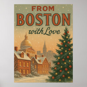 Affiche Noël Vintage From Boston With Love
