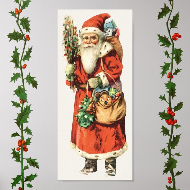 Affiche Noël vintage, image découpée du Père Noël (Créateur téléchargé)