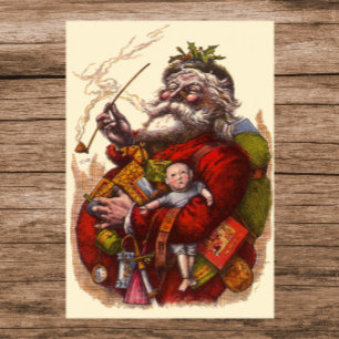 Affiche Noël Vintage, Jouets de tuyaux du Père Noël victor