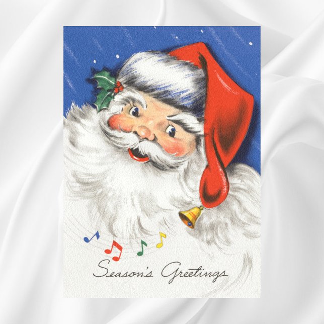 Affiche Noël vintage, joyeux Père Noël avec de la musique (Créateur téléchargé)