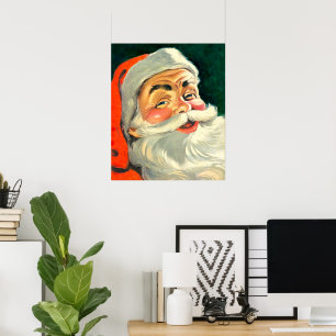 Affiche Noël vintage, joyeux Père Noël rétro des années 50