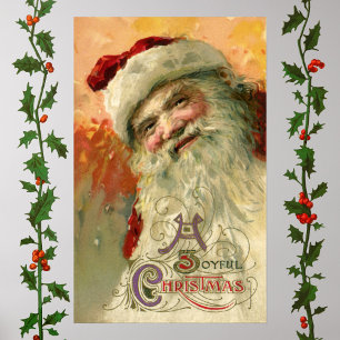 Affiche Noël Vintage, Portrait victorien du Père Noël