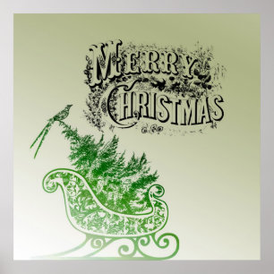 Affiche Noël vintage Sleigh