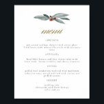 Affiche NOEL Winter Berry Christmas Holiday Menu Mariage<br><div class="desc">Ce panneau du menu du dîner présente une végétation hivernale avec des baies bordeaux et une police de caractères de calligraphie dorée. Cette affiche de menu alimentaire est l'ajout parfait à votre mariage d'hiver ou à votre dîner de Noël. Associez n'importe quel article de la collection HOLLY pour un look...</div>