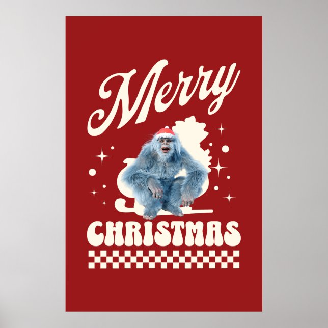Affiche Noël Yéti drôle humour des Fêtes (Devant)