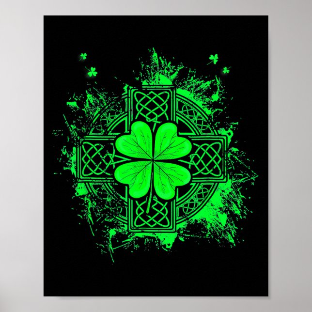 Affiche Nœud celtique Trèfle à trois feuilles Shamrock Sai (Devant)