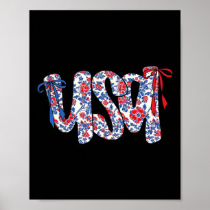 Affiche Noeud Coquette 4 Juillet Usa Floral Usa Pour Femme