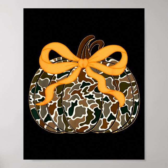 Affiche Nœud Coquette Citrouille Thanksgiving Automne Feui (Devant)