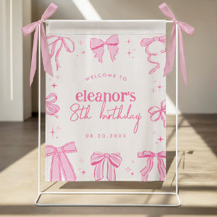 Affiche Nœud Coquette Rose Panneau de Bienvenue Anniversai