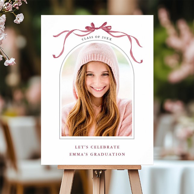 Affiche Nœud de ruban rose profond Bienvenue à la fête de  (Créateur téléchargé)